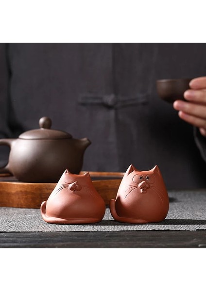 Bir Stil Mor Kum Çay Pet Kedi Süsler Çay Seti Aksesuarları El Yapımı Sevimli Mini Çay Masa Çay Töreni Süsleri Yükseltebilir (Yurt Dışından) modelleri