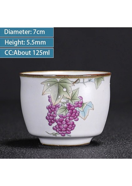 B1 --7x5.5cm 125ML Stili Çin Ru Fırın Seramik Çay Fincanı Nefis El-Boyalı Desen Tek Bardak Çay Kase Usta Bardak Bireysel Bardak El Yapımı Teaware (Yurt Dışından)