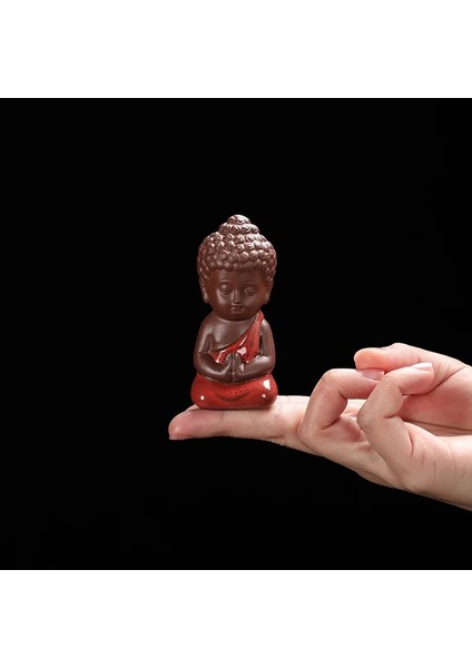 D1- 3.6x7.9cm Stili Yaratıcı Mor Kil Çay Pet Süsleme Güzel Küçük Buda Keşiş Heykelcik El Yapımı Heykel Çay Seti Dekor Bahçe Bonsai Sanat (Yurt Dışından)
