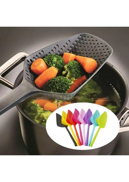 Gök Mavisi Tarzı Meijuner Mutfak Kepçe Kevgir Filtre Kaşık Haşlanma Önleyici Skimmer Süzgeç Fry Gıda Mesh Taşınabilir Ev Mutfak Aracı34.5*12.5*6.5cm (Yurt Dışından)