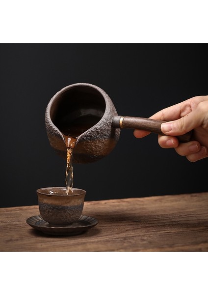 Bir Stil Japon Abanoz Saplı Peri Fincan El Yapımı Retro Taşlı Peri Fincan Çay Deniz Chahai Gongdaobei Çay Fincanı 250ML (Yurt Dışından) fiyatları