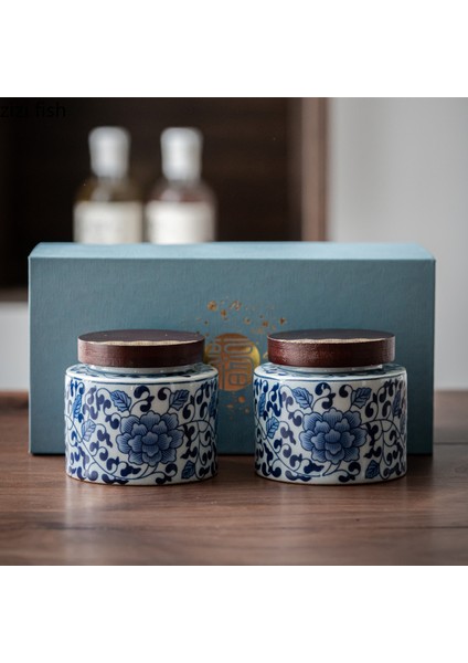 1 Adet Tarzı Seramik Çay Caddy 2 Parça Set Hediye Kutusu Ahşap Kapak Depolama Tankı Mühürlü Kavanoz Depolama Tankı Çay Kutusu Çay Konteyner Şeker Kavanoz Çay Can (Yurt Dışından) fiyatları