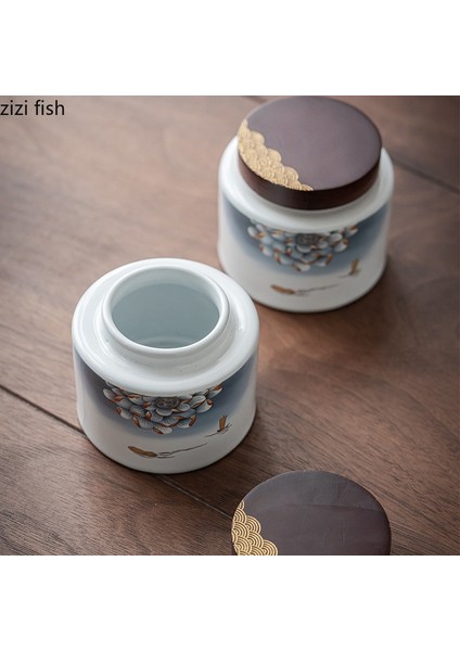 1 Adet Tarzı Seramik Çay Caddy 2 Parça Set Hediye Kutusu Ahşap Kapak Depolama Tankı Mühürlü Kavanoz Depolama Tankı Çay Kutusu Çay Konteyner Şeker Kavanoz Çay Can (Yurt Dışından) fırsatları