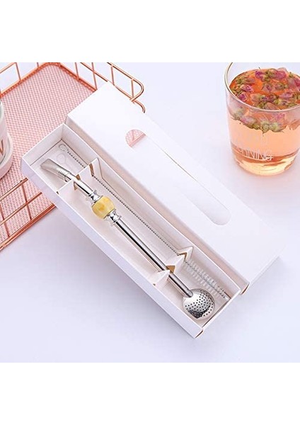 Gri Tarzı Paslanmaz Çelik Saman Kaşık Çay Filtresi Yerba Mate Temizleme Fırçası ile Payet Kabak Yeniden Kullanılabilir Kahve Araçları Hediye (Yurt Dışından) fiyatları