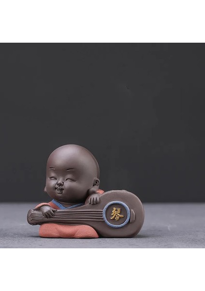 E 10X7.8CM Stili Yaratıcı Mor Kil Çay Pet Güzel Buda Keşiş Heykelcik Süsleme El Yapımı Çay Oyun Masaüstü Aksesuarları Butik El Sanatları (Yurt Dışından)