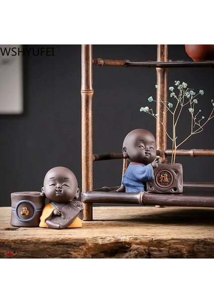 E 10X7.8CM Stili Yaratıcı Mor Kil Çay Pet Güzel Buda Keşiş Heykelcik Süsleme El Yapımı Çay Oyun Masaüstü Aksesuarları Butik El Sanatları (Yurt Dışından) fırsatları