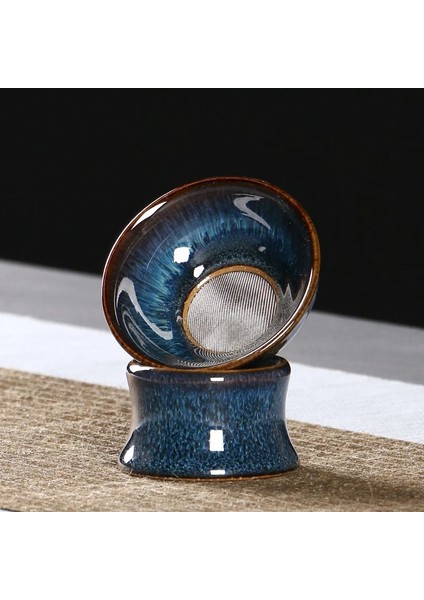 Renk3 Stili 7.6X6CM Yaratıcı El Yapımı Yıldızlı Gökyüzü Çizim Çay Süzgeç Çay Sızdıran Tutucu Seramik Kung Fu Çay Seti Mavi Çay Filtre Çay Töreni LB451 (Yurt Dışından)