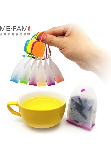 Mavi 1 Parça Tarzı Me.fam Renkli Jöle Silikon Çay Poşeti Güvenli Çevre Dostu Toksik Olmayan Yeniden Kullanılabilir Çay Yaprakları Demlik Filtresi Bitkisel Baharat Süzgeç Aracı (Yurt Dışından) indirimleri