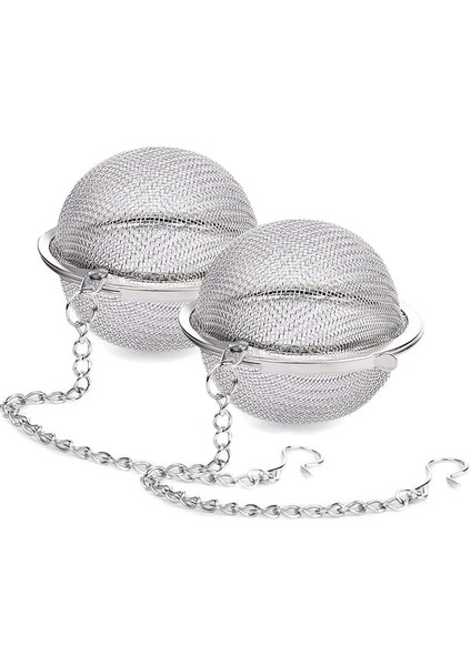 Gümüş Tarzı 2 Adet Paslanmaz Çelik Hasır Çay Topu 2.1 Inç Demlik Süzgeçler Süzgeç Filtreler Aralığı Difüzör Için (Yurt Dışından)