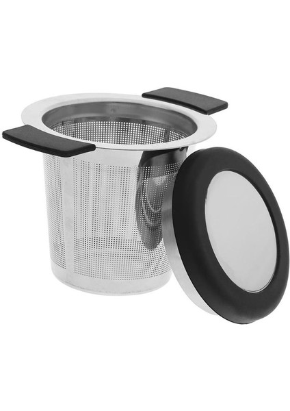Siyah Stil Paslanmaz Çelik Yeniden Kullanılabilir Çay Demlik Sepeti Kulplu Ince Örgü Çay Süzgeci Kapaklı Çay ve Kahve Filtreleri Gevşek Çay Yaprağı Için (Yurt Dışından) fiyatları