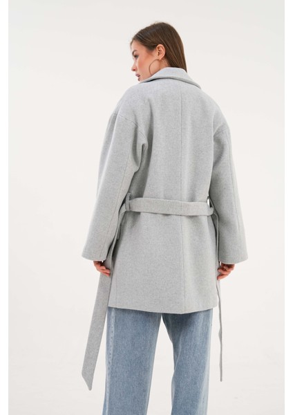 Gri Cepli Kuşaklı Kruvaze Kaşe Kaban indirimleri