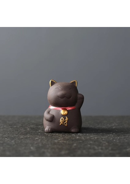 Bir Stil 4x3.8x5.5cm Çin Butik Mor Kil Çay Pet Maskot Şanslı Kedi Çay Heykelcik Süsler El Yapımı El Sanatları Çay Seti Dekorasyon Aksesuarları (Yurt Dışından)