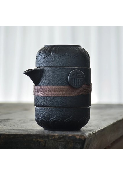 Siyah Stil 2 Bardak ile Luwu Siyah Seramik Çaydanlıklar Bir Çay Setleri Taşınabilir Seyahat Ofis Çay Seti Drinkware (Yurt Dışından)