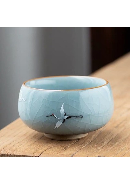 Çay Fincanı2 Tarzı Ru Fırın Çay Fincanı Seramik Ru-Porselen Gracked Glaze Master Cup Bireysel Fincan Tek Fincan Çay Kase Kung Fu Çay Bardağı Hediye Seti Çay Fincanları (Yurt Dışından)