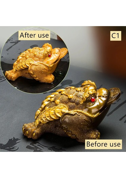 C1 - 11.5X8X5.5CM Stili 1 Adet Reçine Renk Değiştiren Çay Pet Toad Heykelcik Kurbağa Heykeli Sikke Süs ile Butik Çay Masa Dekorasyon Aksesuarları El Sanatları (Yurt Dışından)