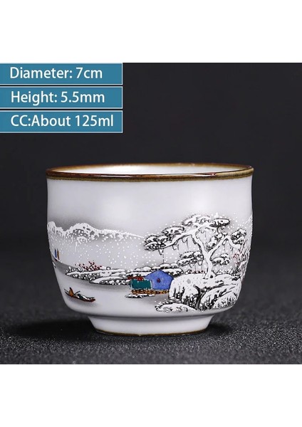 B6 --7x5.5cm 125ML Stili Çin Ru Fırın Seramik Çay Fincanı Nefis El-Boyalı Desen Tek Bardak Çay Kase Usta Bardak Bireysel Bardak El Yapımı Teaware (Yurt Dışından)