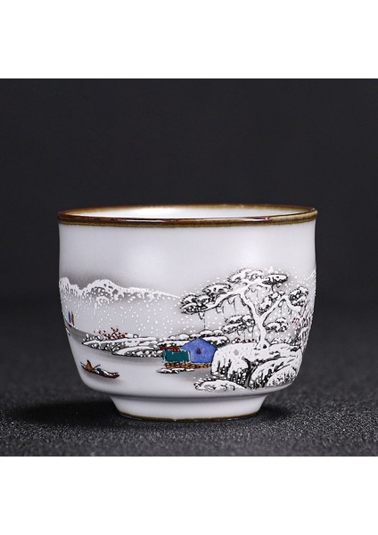 B6 --7x5.5cm 125ML Stili Çin Ru Fırın Seramik Çay Fincanı Nefis El-Boyalı Desen Tek Bardak Çay Kase Usta Bardak Bireysel Bardak El Yapımı Teaware (Yurt Dışından)