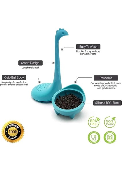Gök Mavisi Tarzı Çay Demlik Silikon Süzgeç Filtre Gevşek Çay Dik Loch Ness Canavarı Uzun Saplı Süzgeç ile Gevşek Yaprak Çay Demlik (Yurt Dışından) modelleri