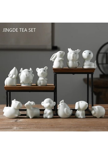 L 4.3x3.3x3.3cm Stili Butikler Seramik Çay Pet Zodyak Modeli Heykeli Süsleme El Yapımı Çay Töreni Aksesuarları Ev Masaüstü Dekorasyon El Sanatları (Yurt Dışından) modelleri