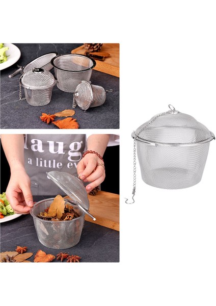 11CM Tarzı Dayanıklı 4 Boyutlu Gümüş Yeniden Kullanılabilir Paslanmaz Örgü Bitkisel Top Çay Baharat Süzgeç Çaydanlık Kilitleme Çay Filtresi Demlik Baharat (Yurt Dışından)
