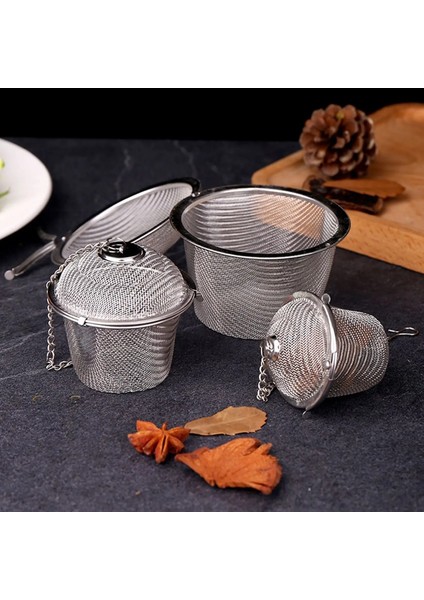 11CM Tarzı Dayanıklı 4 Boyutlu Gümüş Yeniden Kullanılabilir Paslanmaz Örgü Bitkisel Top Çay Baharat Süzgeç Çaydanlık Kilitleme Çay Filtresi Demlik Baharat (Yurt Dışından)