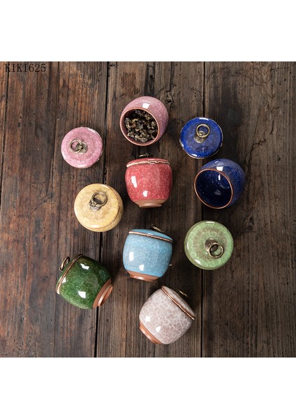 Bir Stil Kırık Seramik Çay Caddy Emaye Mini Depolama Kavanoz Ev Taşınabilir Seyahat Çay Caddy Küçük Nesne Saklama Kabı Ev Dekor (Yurt Dışından) fiyatları