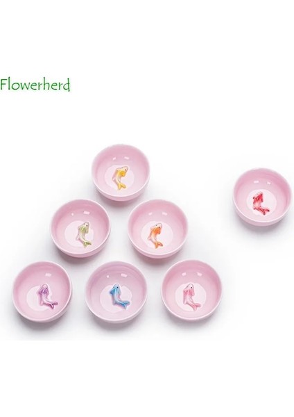 Pembe Stil Seramik Porselen Çay Bardağı Kase Teaware Seladon Renkli Balık Çay Bardağı Kung Fu Çay Seti Bardak Çay Kase Kişilik Bardak Çay Bardağı (Yurt Dışından)