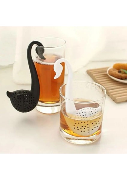 1 Adet Siyah Stil 1 Adet Kuğu Çay Süzgeç Yaratıcı Yeniden Kullanılabilir Plastik Kuğu Çay Demlik Çay Kaşığı Çanta Baharat Filtre Drinkware Pişirme Mutfak Aksesuarları (Yurt Dışından)