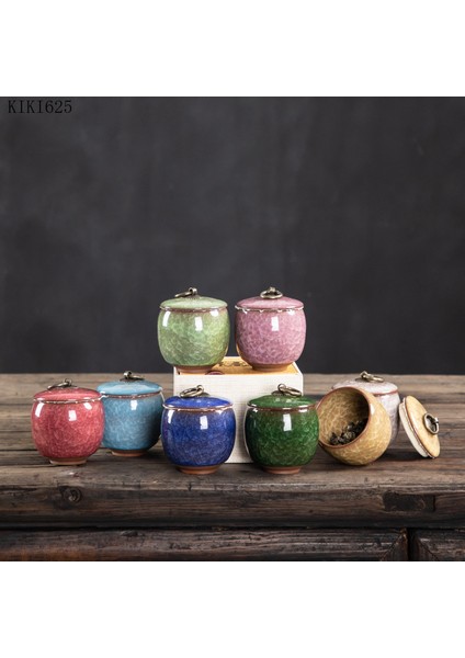Bir Stil Kırık Seramik Çay Caddy Emaye Mini Depolama Kavanoz Ev Taşınabilir Seyahat Çay Caddy Küçük Nesne Saklama Kabı Ev Dekor (Yurt Dışından) modelleri