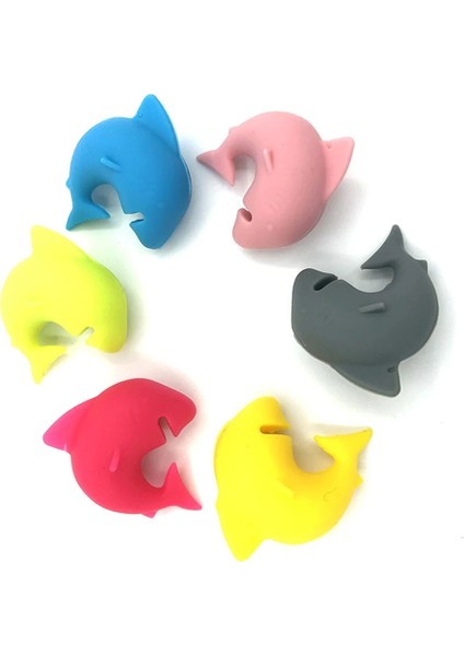 Köpekbalığı Stili 6pcsset Sevimli Hayvanlar Silikon Vantuz Cam Şarap Etiket Tanıyıcı Gözlük Marker Şişe Logosu (Yurt Dışından)