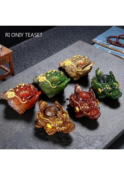 C1 12.5x8.5x5.5cm Stili Retro Altın Kurbağa Heykeli Reçine Renk Değişen Çay Pet Şanslı Çay Heykelcik Süsler Çay Seti Dekorasyon Aksesuarları Hediye Yükseltebilir (Yurt Dışından) fiyatları