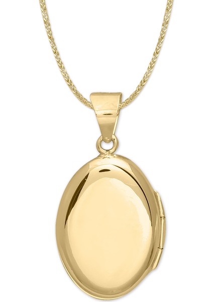 Oval Düz Model Altın Madalyon Kolye
