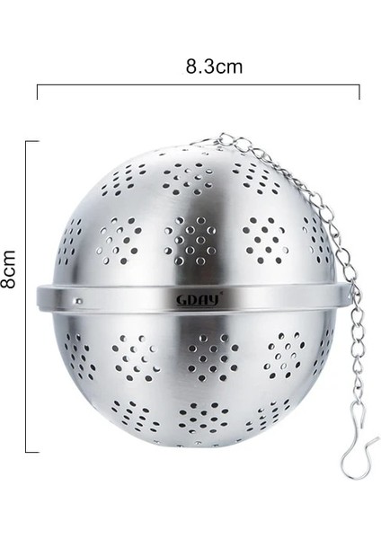 Çap 8.3cm Stili Paslanmaz Çelik Çay Yaprağı Demlik Baharat Topu Bitkisel Baharat Filtresi Asılı Zincir Konteyner Süzgeç Mutfak Teaware Aksesuarları (Yurt Dışından)