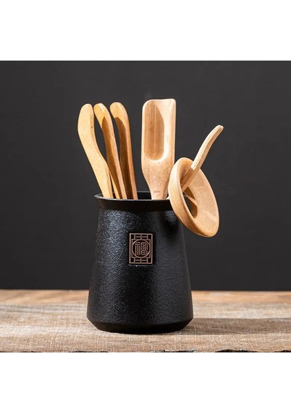 H Tarzı Ahşap Çay Seremonisi Altı Bey Seti Daquan 6 Beyler Bira Aletleri Çay Klipsi Iğne Kaşık Çay Seti Aksesuarları Bambu (Yurt Dışından)