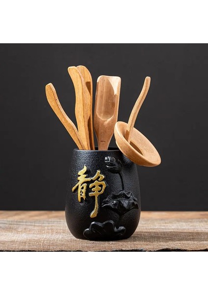 H Tarzı Ahşap Çay Seremonisi Altı Bey Seti Daquan 6 Beyler Bira Aletleri Çay Klipsi Iğne Kaşık Çay Seti Aksesuarları Bambu (Yurt Dışından) modelleri