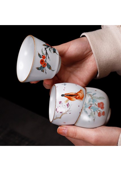 Net Stil Çin Seramik Çay Bardağı Beyaz Porselen Kung Fu Bardak Çömlekçilik Kişisel Tek Drinkware Şarap Kupası Çay Fincanı (Yurt Dışından)