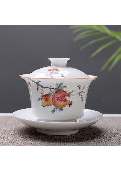 No.4 Stili Çin Gelenekleri Gai Wan Çay Seti Kemik Çini Çay Setleri Dehua Gaiwan Çay Seyahat Için Porselen Tencere Seti Güzel ve Kolay Su Isıtıcısı (Yurt Dışından)