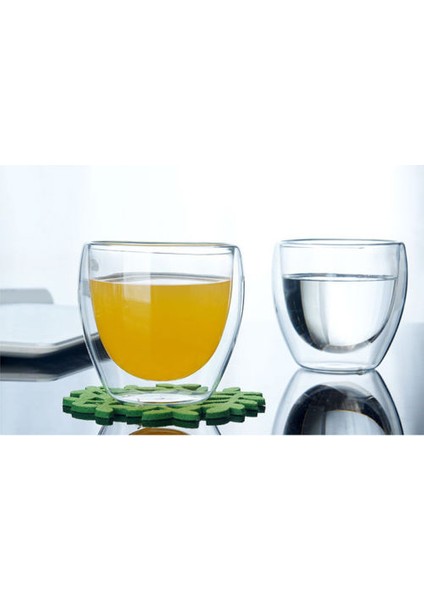 Net Stil 350ML ml Cam Kahve Kupa Temizle Çift Duvar Yalıtımlı Termal Çay Bardağı Içme Çift Katmanlı Cam (Yurt Dışından)