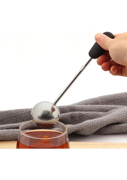 Siyah Stil Bahar Kaşığı Çay Örgü Top Demlik Filtre Çay Kaşığı Sıkma Yaratıcı Süzgeç Metal Paslanmaz Çelik Saplı Kaşık Örgü Drenaj (Yurt Dışından) modelleri