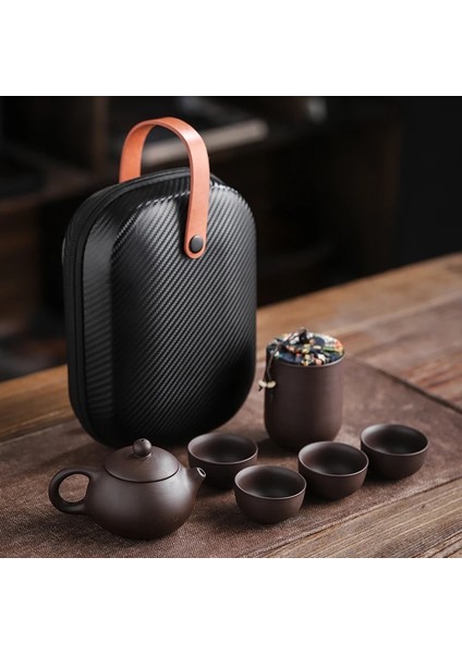 Bir Stil Mor Kum Çay Bardakları Seramik Taşınabilir Çaydanlık Seti Açık Seyahat Gaiwan Çay Bardakları Çay Töreni Çay Fincanı Güzel Hediye Kung Fu Çay Seti (Yurt Dışından) modelleri
