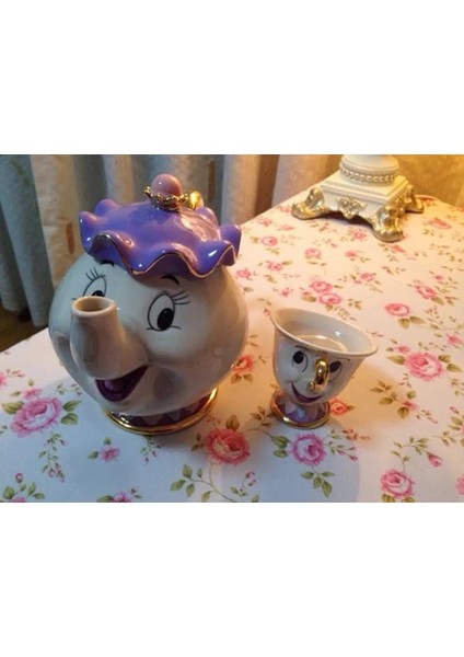 Şekerlik Tarzı Karikatür Güzel ve Canavar Çaydanlık Kupa Mrs Potts Chip Cogsworth Çaydanlık Fincan Seti Porselen Hediye 18K Altın Kaplama Boyalı Emaye (Yurt Dışından) indirimleri