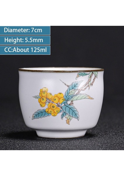 B3 --7x5.5cm 125ML Stili Çin Ru Fırın Seramik Çay Fincanı Nefis El-Boyalı Desen Tek Bardak Çay Kase Usta Bardak Bireysel Bardak El Yapımı Teaware (Yurt Dışından)
