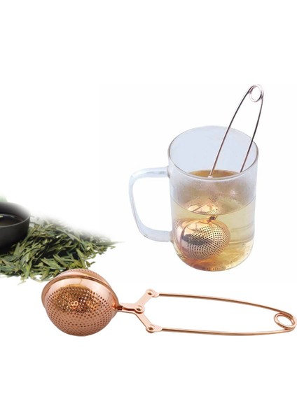 Bir Stil Pratik Gül Altın Küre Örgü Çay Süzgeç Paslanmaz Çelik Top Çay Demlik Kahve Otu Baharat Filtre Difüzör Kolu Teaware (Yurt Dışından) modelleri
