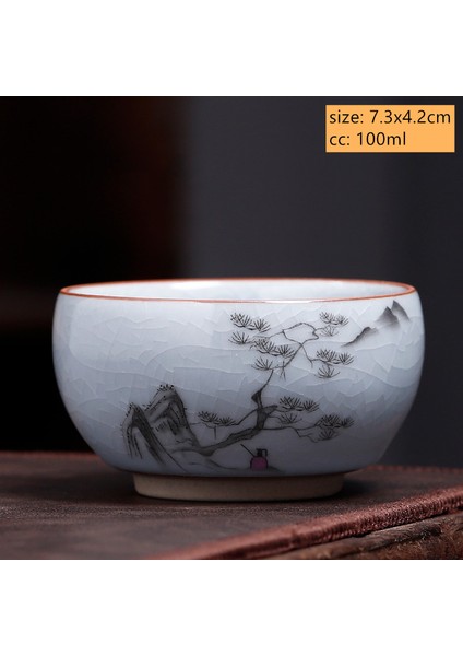 B3 Stili Çin Antika Seramik Çay Fincanı Ru Fırın Buz Kırık Sır Çay Bardağı Kişisel Tek Fincan Çay Kase Özelleştirilmiş Ev Drinkware (Yurt Dışından)