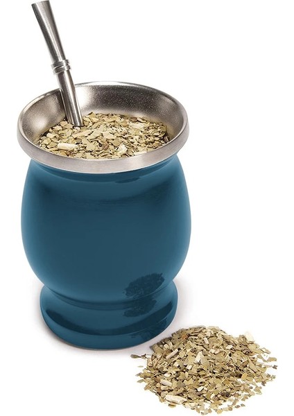 Mavi Stil Yerba Mate Doğal Kabak Çay Bardağı Seti 8 Ons Paslanmaz Çelik Mate Çay Bardağı Çift Duvarlı Bardak Kolay Temizlenebilir Bombillas Çay Bardağı Seti (Yurt Dışından)