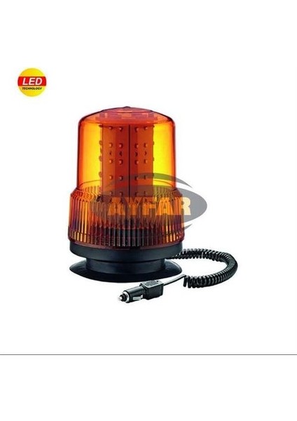 TR50219 Döner Trafik Ikaz Lamba 12 24V Ledli Sarı Mıknatıslı Cakmaklı
