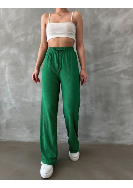 Kadın Beli Lastikli Palazzo Pantolon