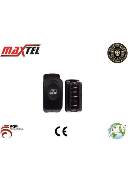 18204101 Cam Kaldırma Anahtarı Ön Sağ 6 Fişli Siyah Renault Clio I 90-98 Kangoo I 98-07 Megane I 96-02