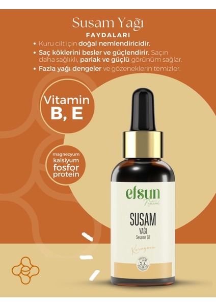 Susam Yağı %100 Saf ve Doğal Soğuk Sıkım 30 ml