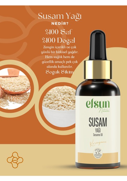 Susam Yağı %100 Saf ve Doğal Soğuk Sıkım 30 ml